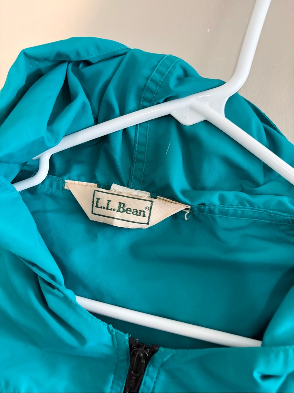 Vintage L.L Bean Hooded Windbreaker Turquoise Size XL - Picture 3 of 5